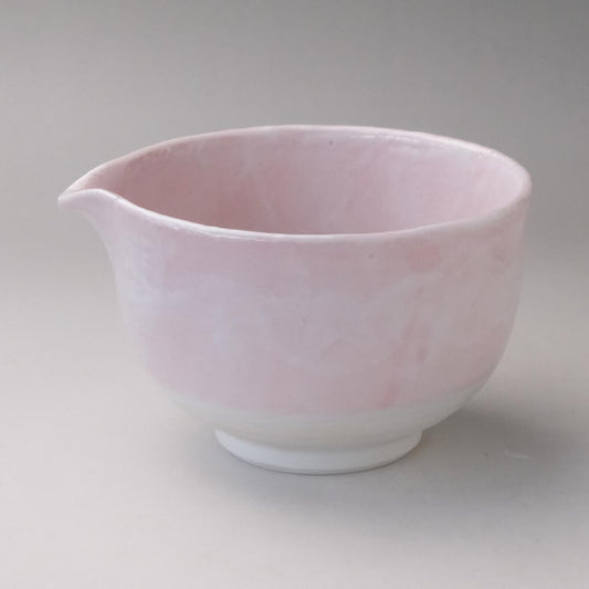 Pastel Katakuchi Matcha Bowl with Spout – Pink / White / Blue / Blue-Green – Pink